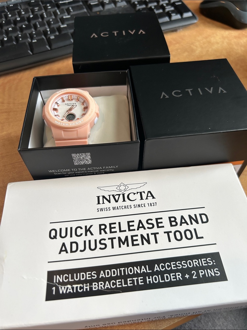 Ativa Peach-Pink Sport Watch with White Dial